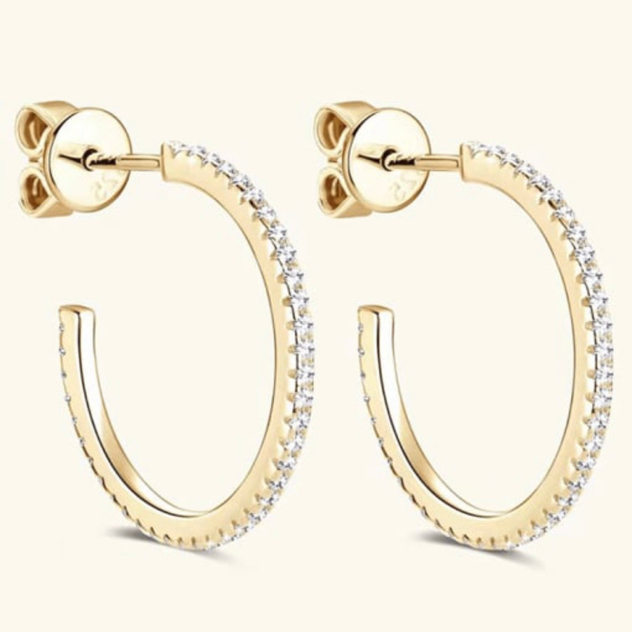 Sterling Silver Cubic Zirconia Minimalist Hoop Earring