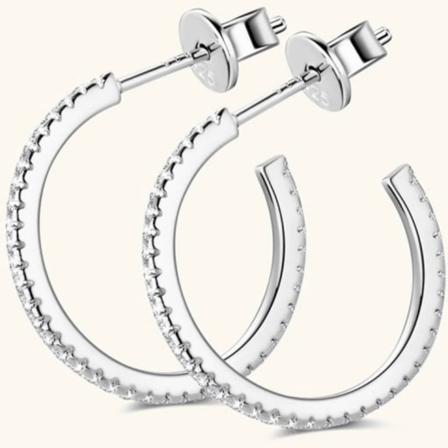 Sterling Silver Cubic Zirconia Minimalist Hoop Earring