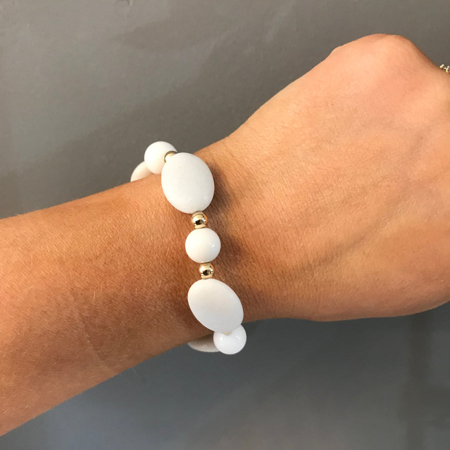 White Marble Beaded Bracelet
