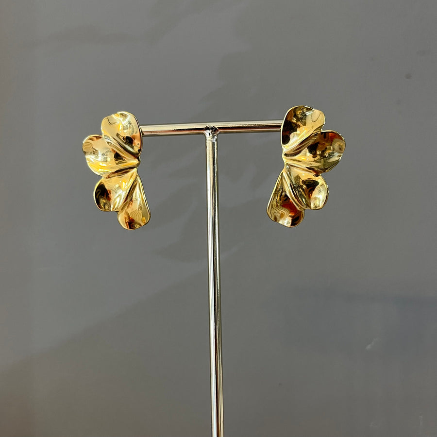 Half Flower Gold Earrings