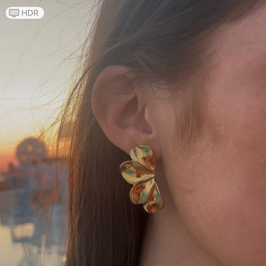 Half Flower Gold Earrings