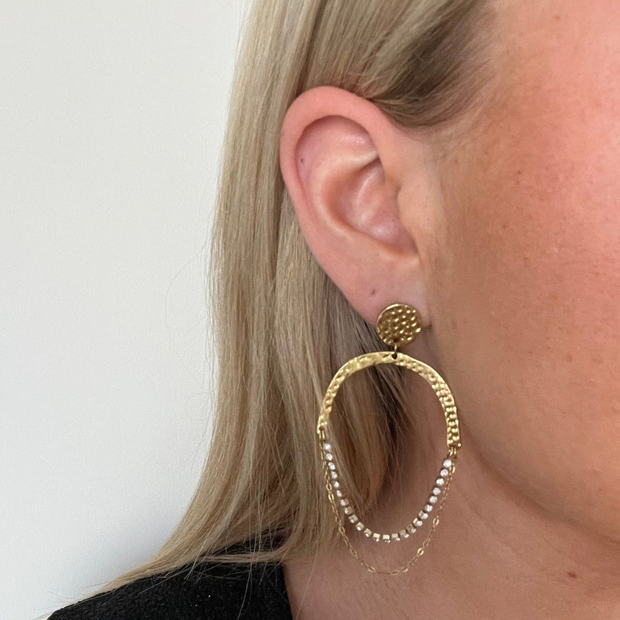 Gold and Crystal Statement Earrings