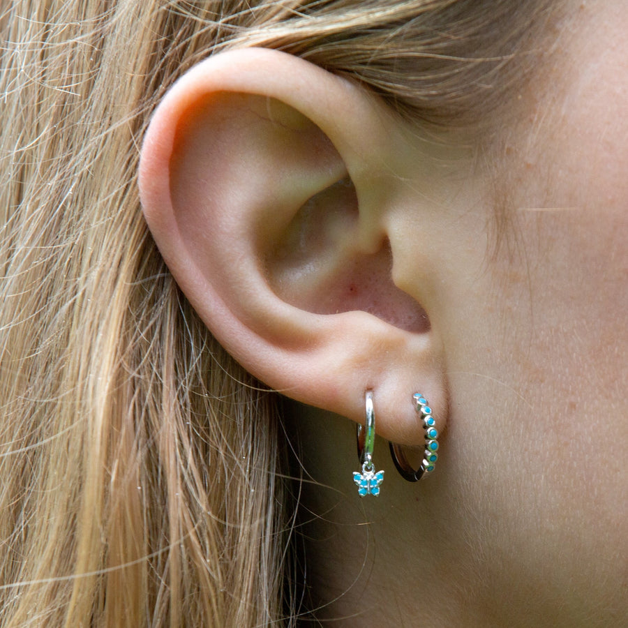 Sterling Silver Turquoise Detailed Huggies