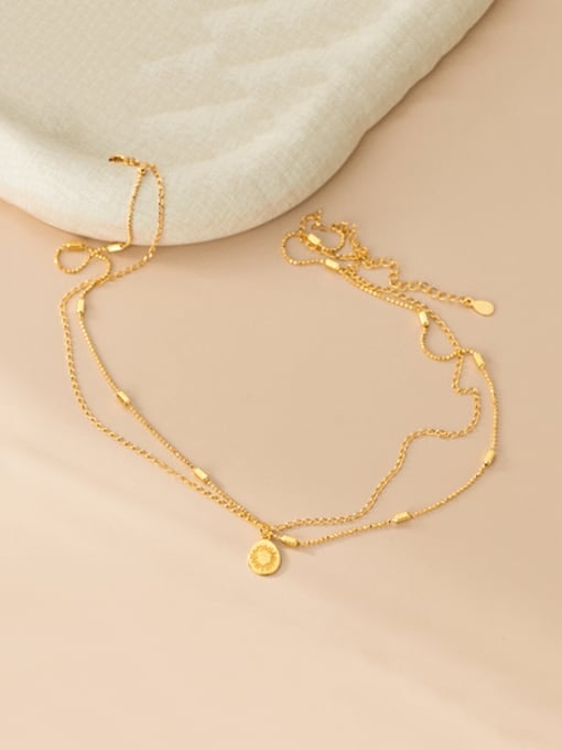 Double Layer Flower Disc Necklace