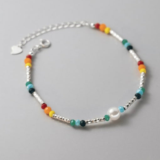 Geometric Multi Coloured Beaded Bracelet