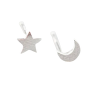 Star and Moon Studs - Sterling Silver 