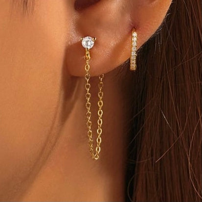 Chain stud drop earrings
