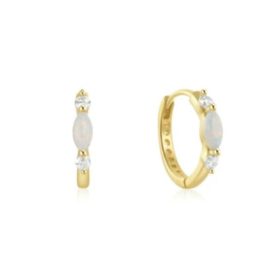 Opal Geometric Dainty Huggie Earring