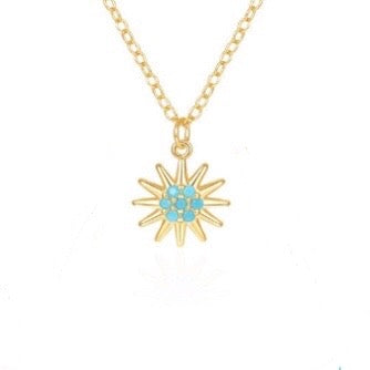 Turquoise Sun Minimalist Gold Necklace