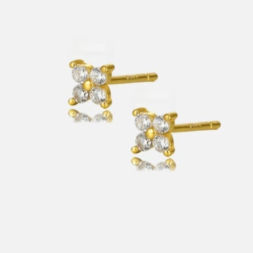 Cubic Zirconia Flower Dainty Stud Earrings