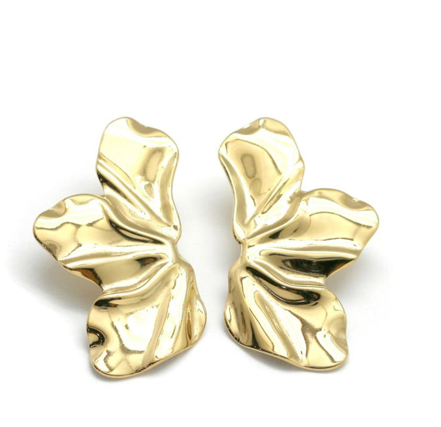 Gold statement petal earring
