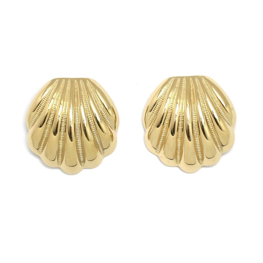 Gold Statement Scallop Studs