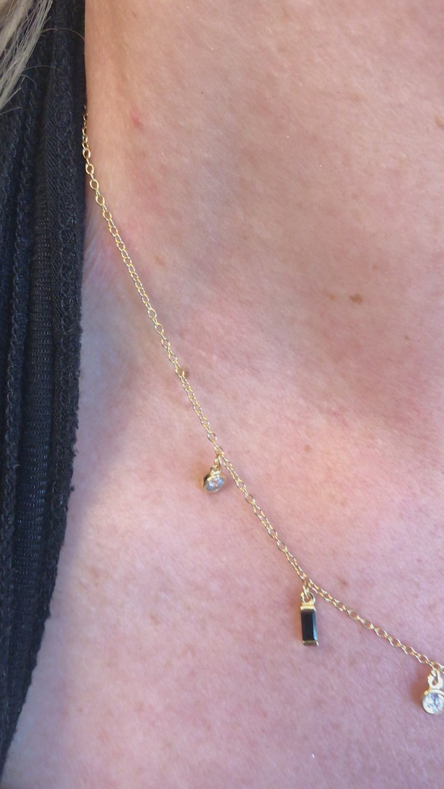 Sterling Silver Cubic Zirconia Droplet Necklace