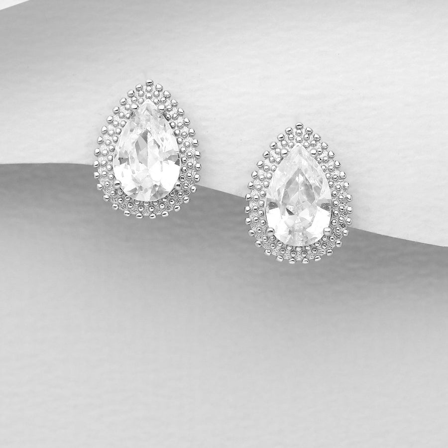 Pear-Shaped Crystal Studs