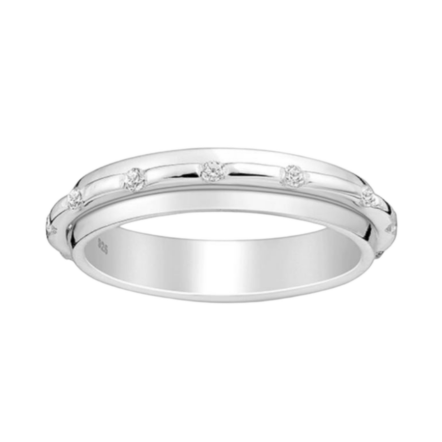 Solid Sterling Silver Ring with Simulated Diamond