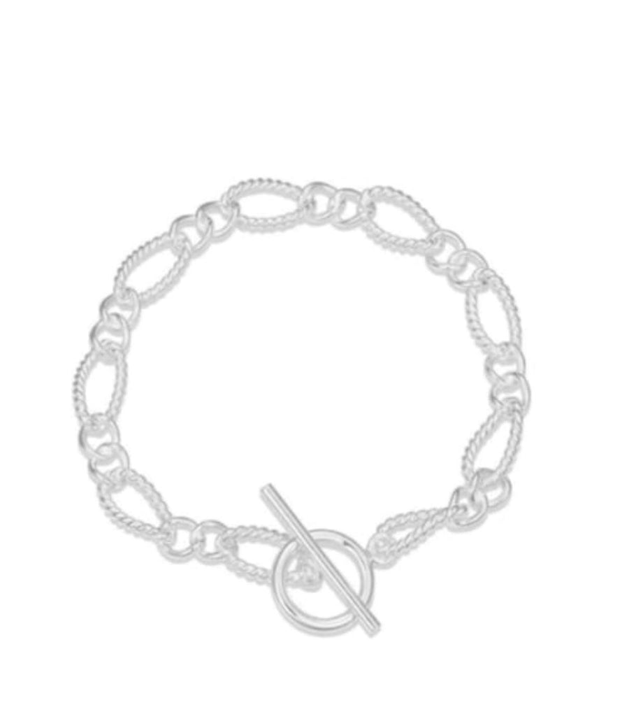 Sterling Silver Linked Bracelet with Toggle Clasp