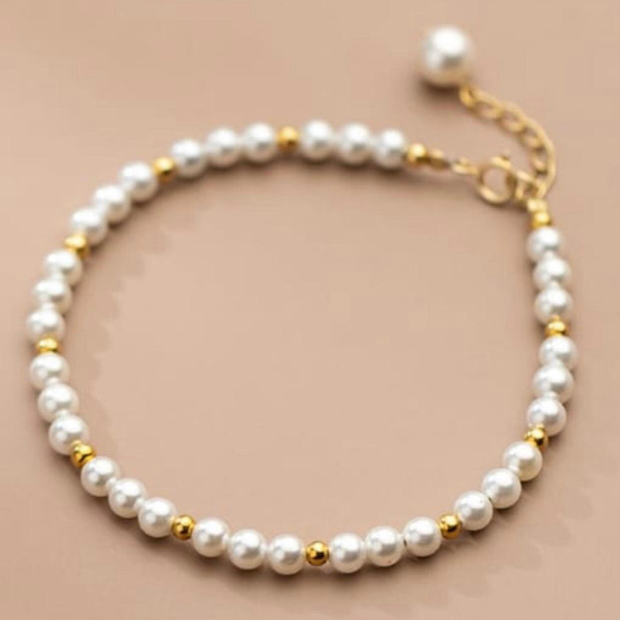 4mm White Pearl Bracelet with Gold Plated Finishings