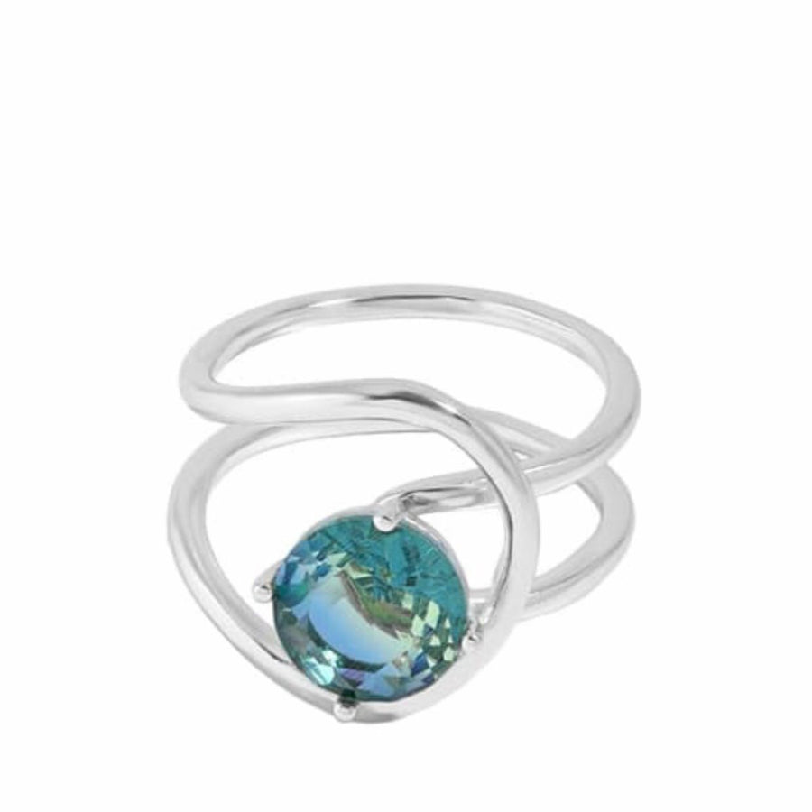 Mystic Sterling Silver Aquamarine Gemstone Ring