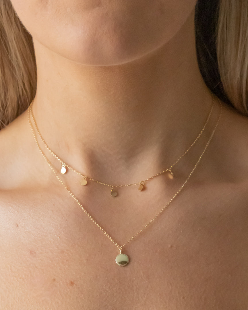 Gold Plated Sterling Silver Disc Necklace
