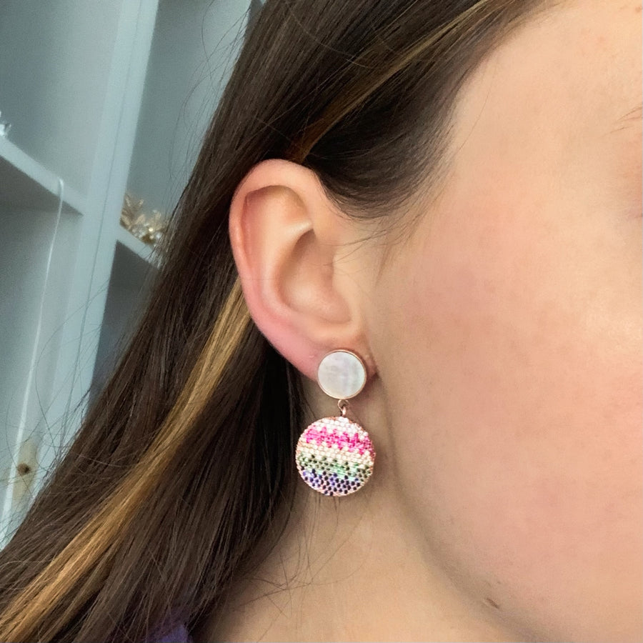 Multi-colour Disc Earrings