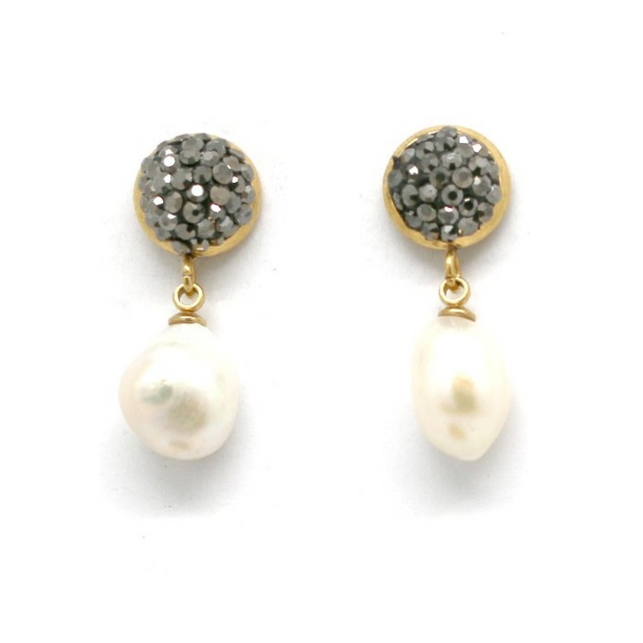 Freshwater pearl rhinestone earrings