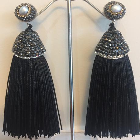 Long Black Tassel Earring