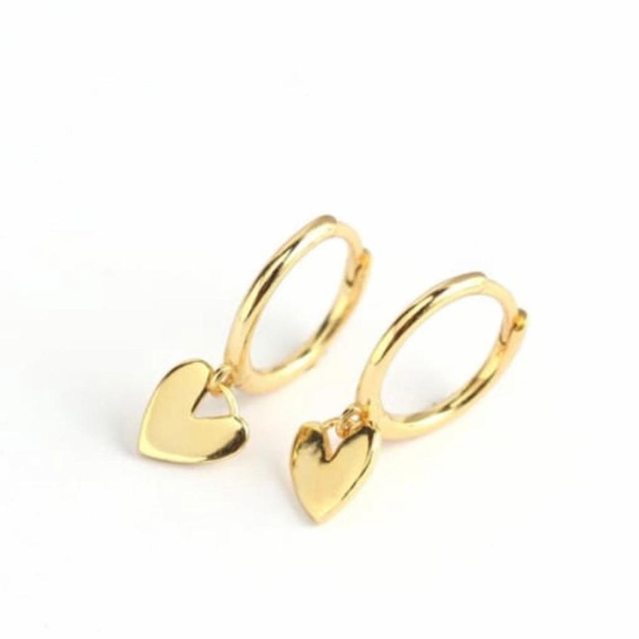 Gold Plated Sterling Silver Heart Huggies