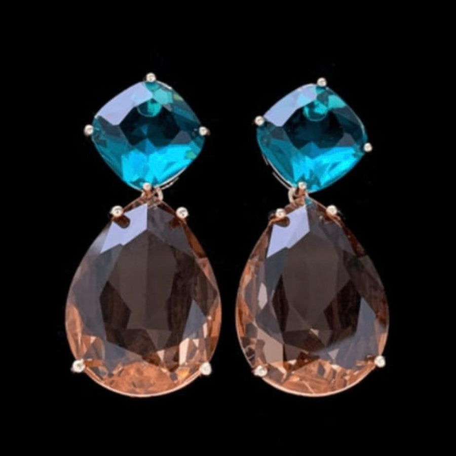 Aquamarine  & amber teardrop earring