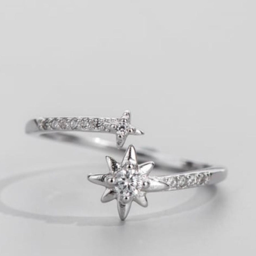 Open Double Star Simulated Diamond Ring