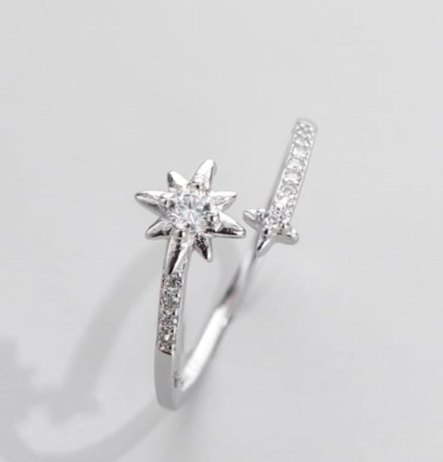 Open Double Star Simulated Diamond Ring