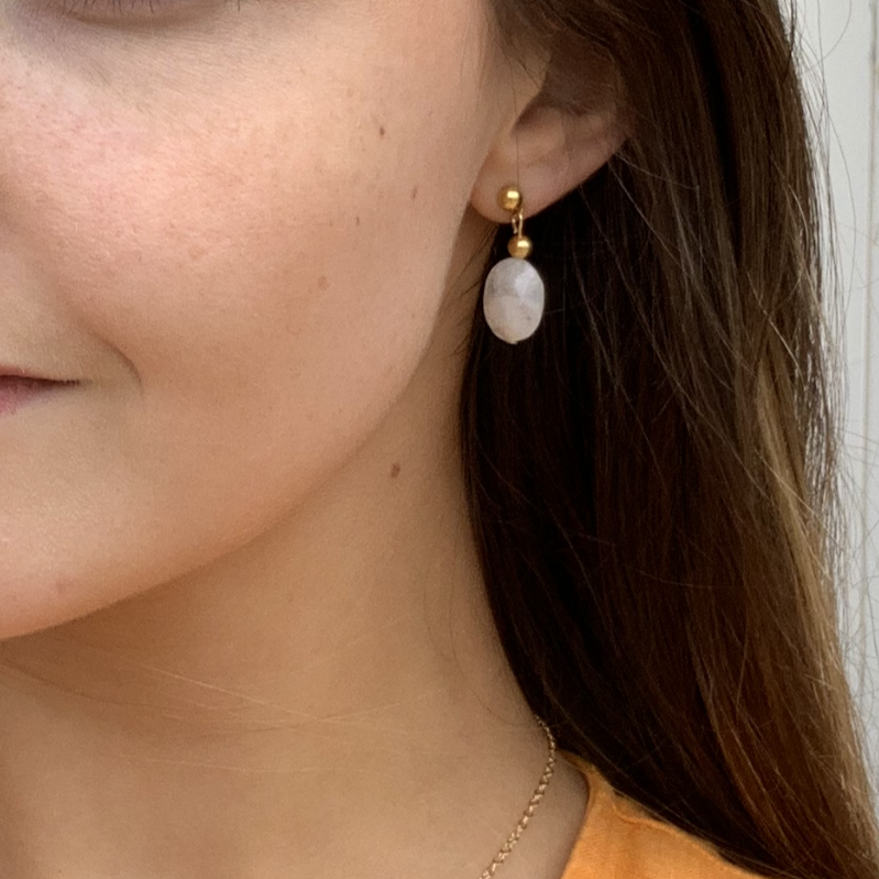 Gold Filled Moonstone Earrings