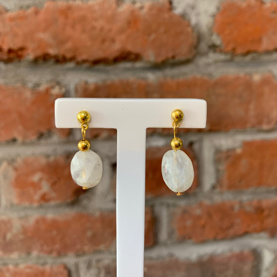 Gold Filled Moonstone Earrings