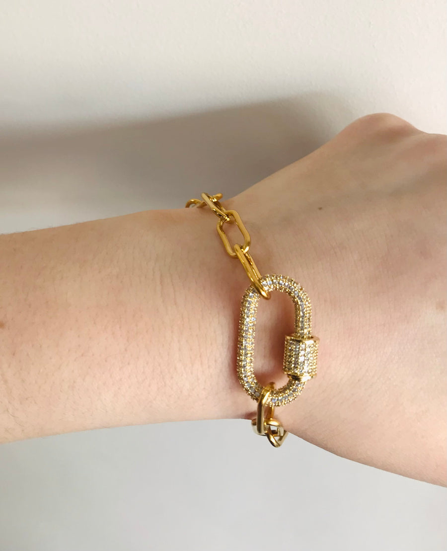 Gold rhinestone link bracelet