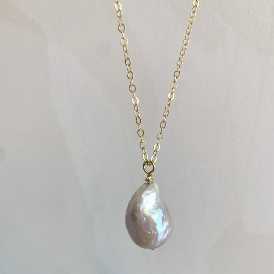 Gold Filled Baroque Pearl Pendant Necklace