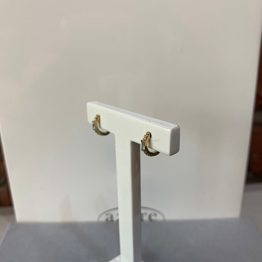 Gold Cubic Zirconia with Rectangle centre Huggies