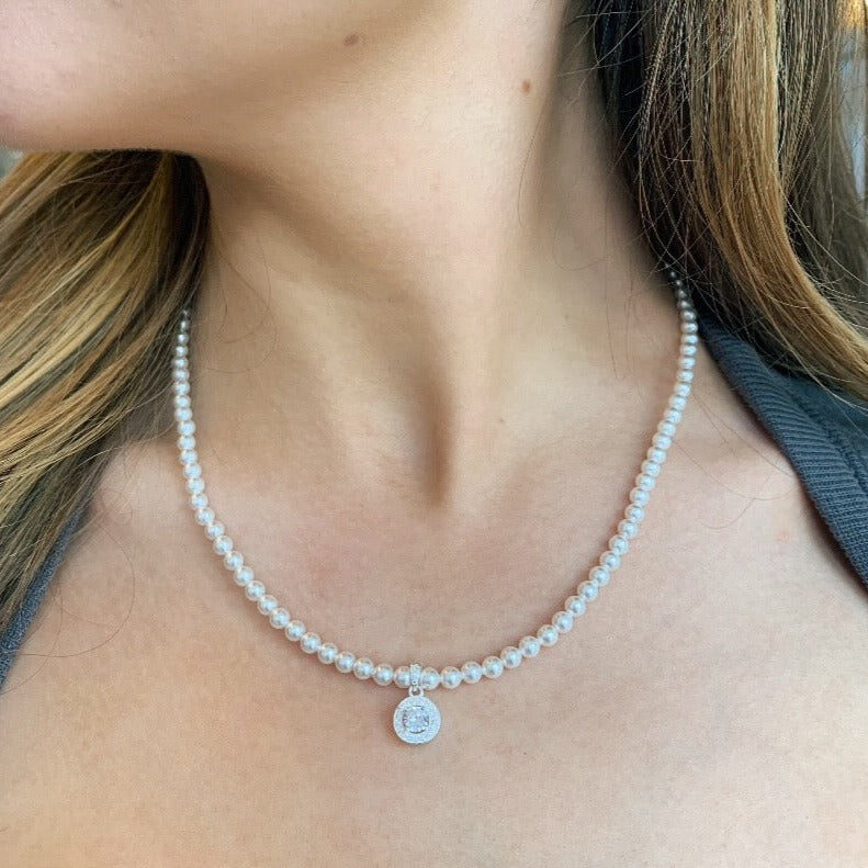 Lois white 4mm Pearl sterling silver Choker