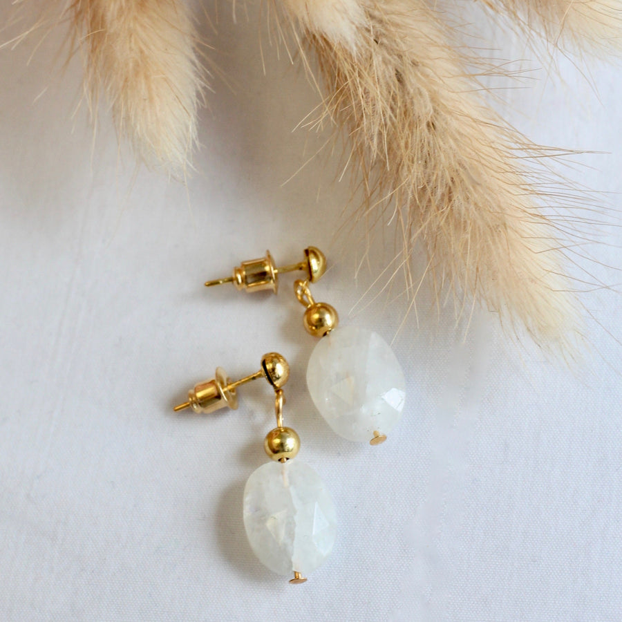 Gold Filled Moonstone Earrings