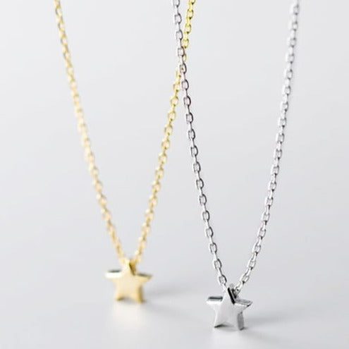 Minimalistic Sterling Silver Star Necklace - SILVER
