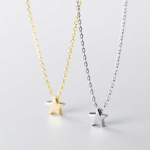 Minimalistic Sterling Silver Star Necklace - Gold