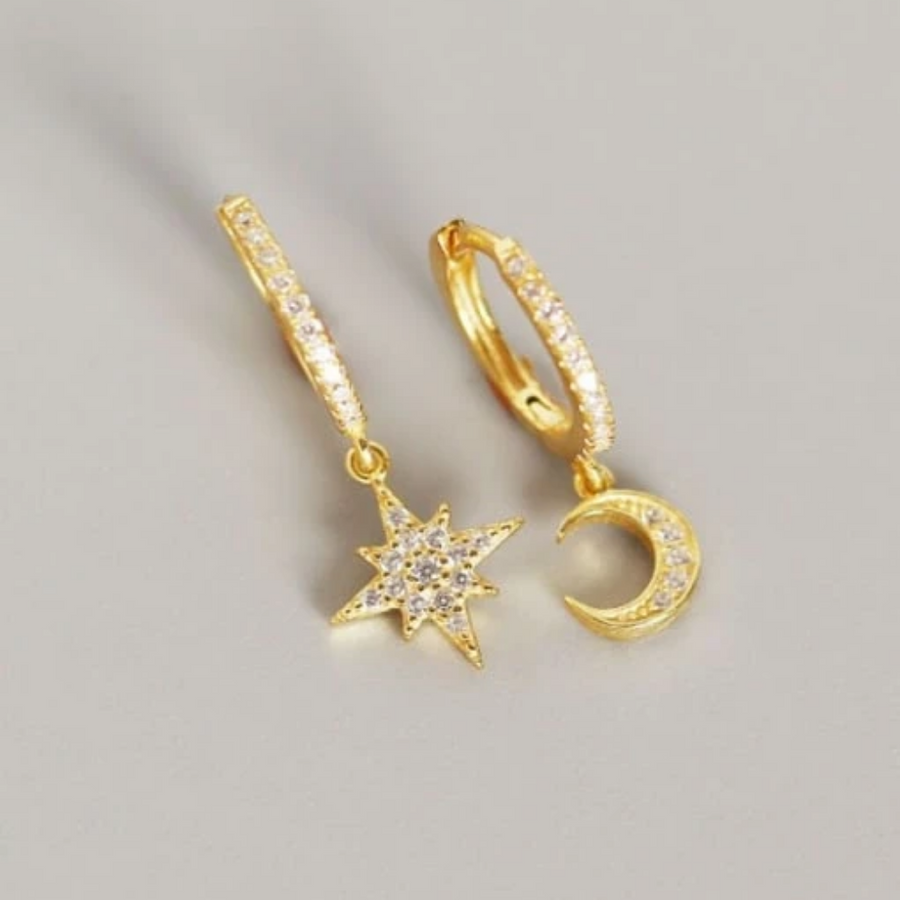Star and Moon Crystal Huggies Gold