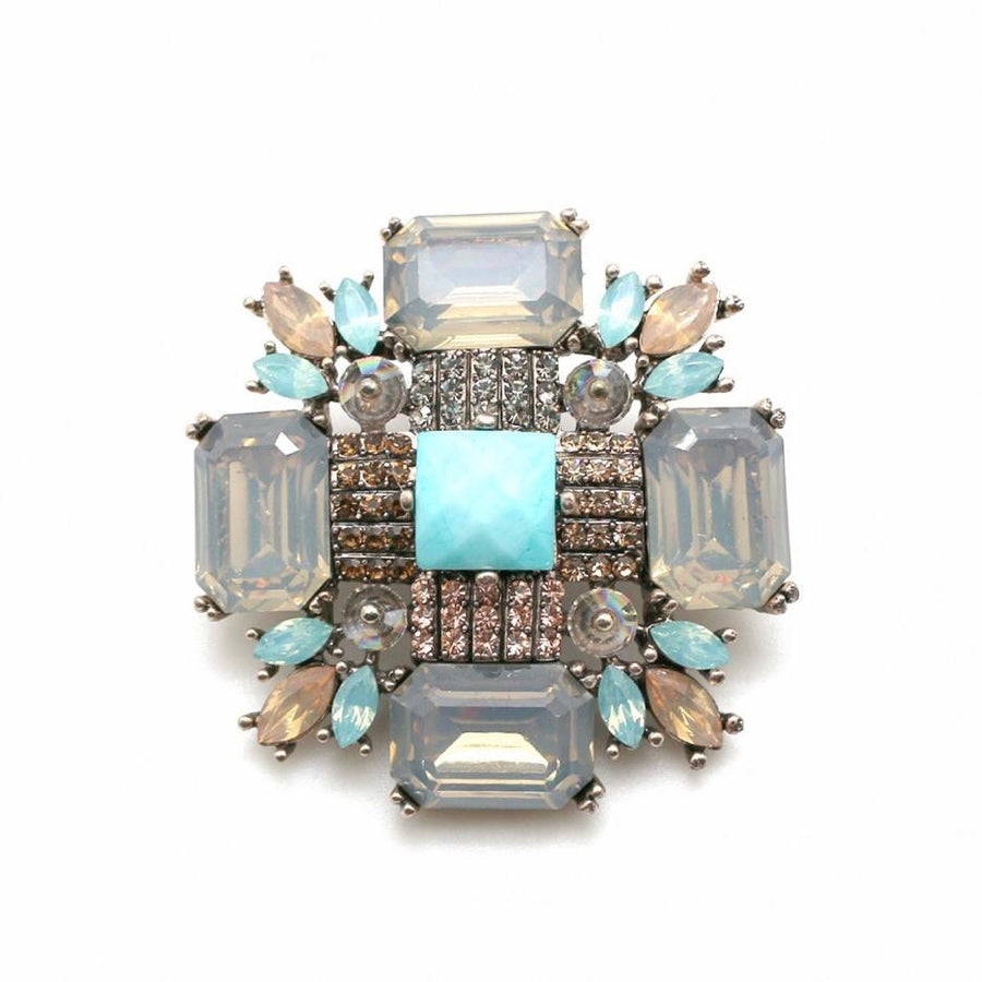 Opal and Turquoise Gemstone brooch